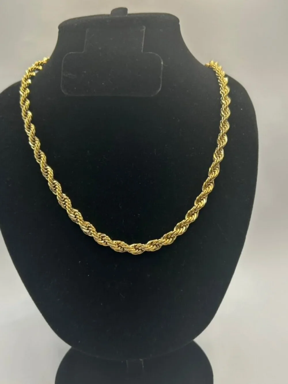 18k Real Gold Rope Chain Necklace 6mm 18 Inch Plated Womens Cute Non Tarnish